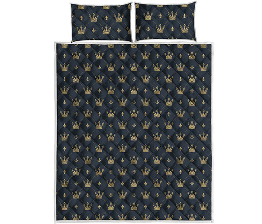 Vintage Crown Pattern Print Quilt Bed Set