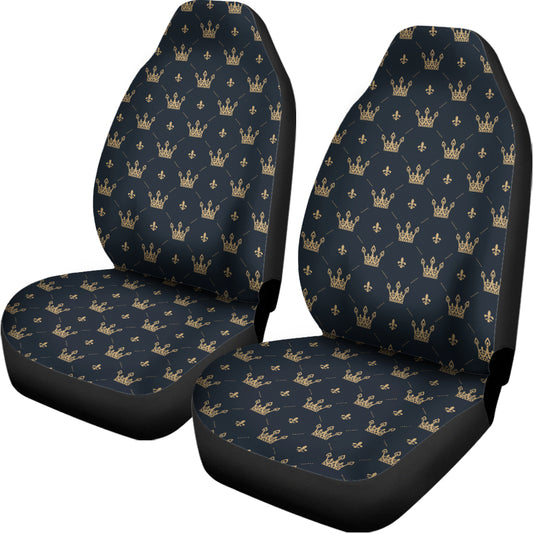 Vintage Crown Pattern Print Universal Fit Car Seat Covers