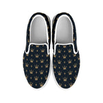 Vintage Crown Pattern Print White Slip On Shoes