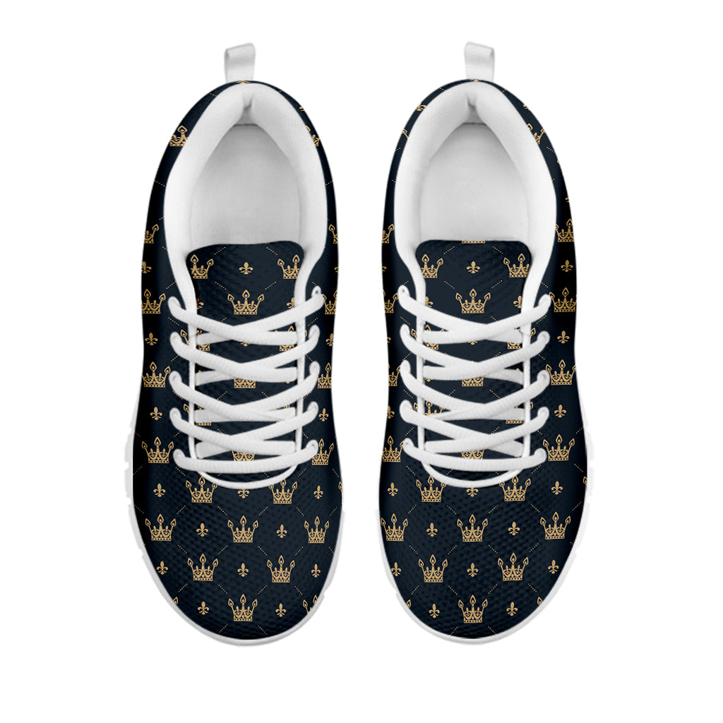 Vintage Crown Pattern Print White Sneakers