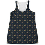 Vintage Crown Pattern Print Women's Racerback Tank Top