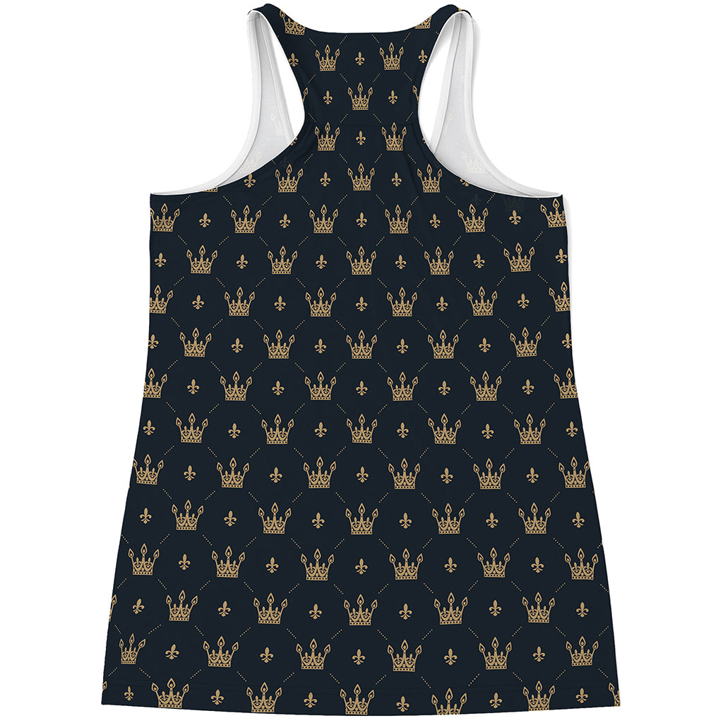 Vintage Crown Pattern Print Women's Racerback Tank Top