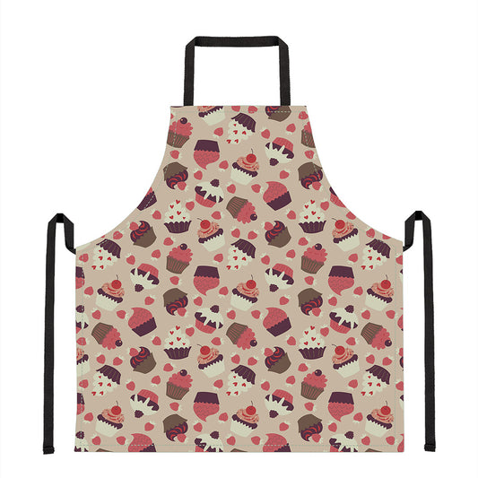 Vintage Cupcake Pattern Print Apron