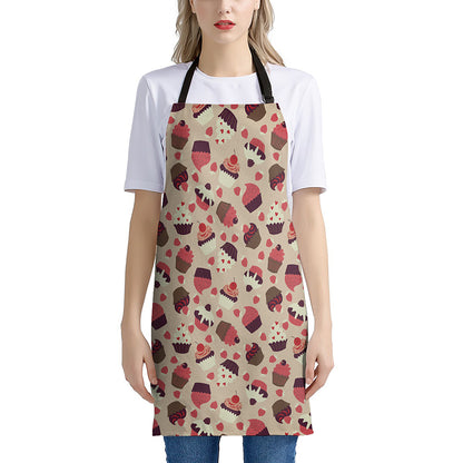 Vintage Cupcake Pattern Print Apron