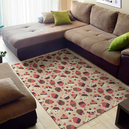 Vintage Cupcake Pattern Print Area Rug