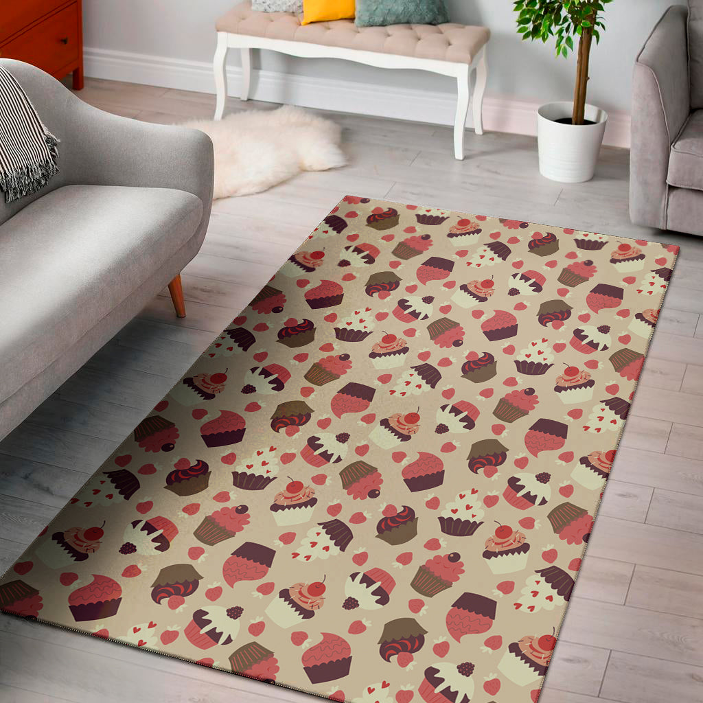Vintage Cupcake Pattern Print Area Rug