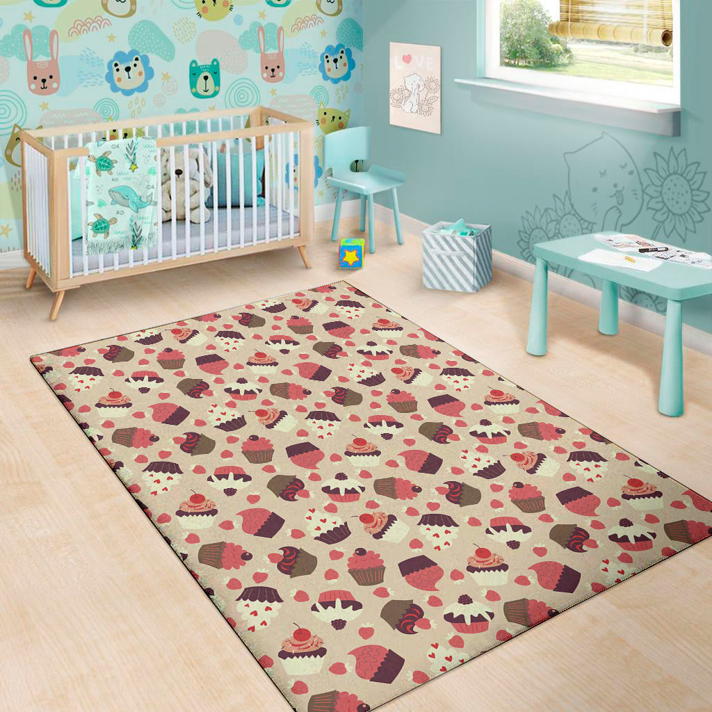 Vintage Cupcake Pattern Print Area Rug