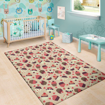 Vintage Cupcake Pattern Print Area Rug