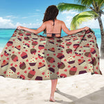 Vintage Cupcake Pattern Print Beach Sarong Wrap