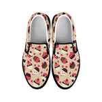 Vintage Cupcake Pattern Print Black Slip On Shoes
