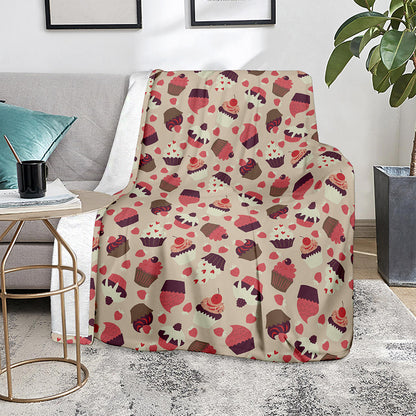 Vintage Cupcake Pattern Print Blanket