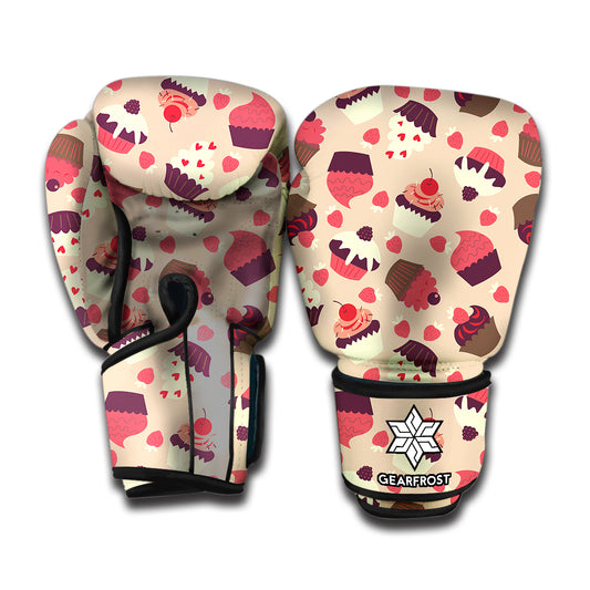 Vintage Cupcake Pattern Print Boxing Gloves