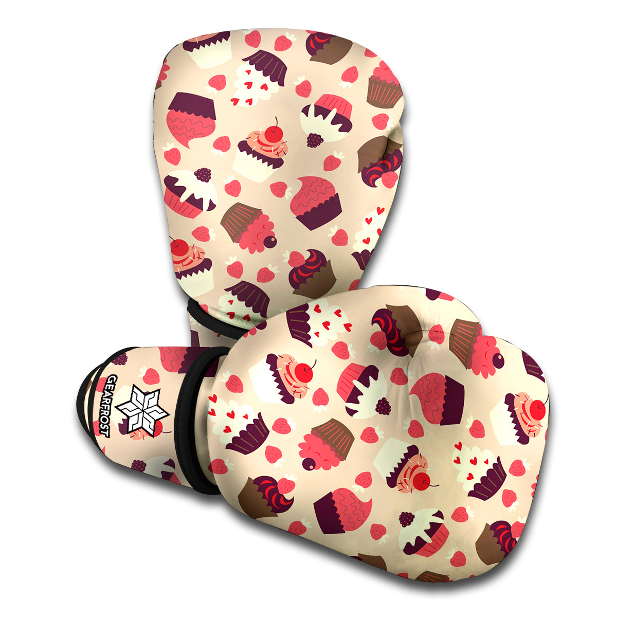 Vintage Cupcake Pattern Print Boxing Gloves