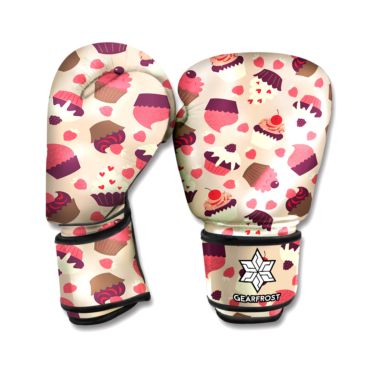 Vintage Cupcake Pattern Print Boxing Gloves