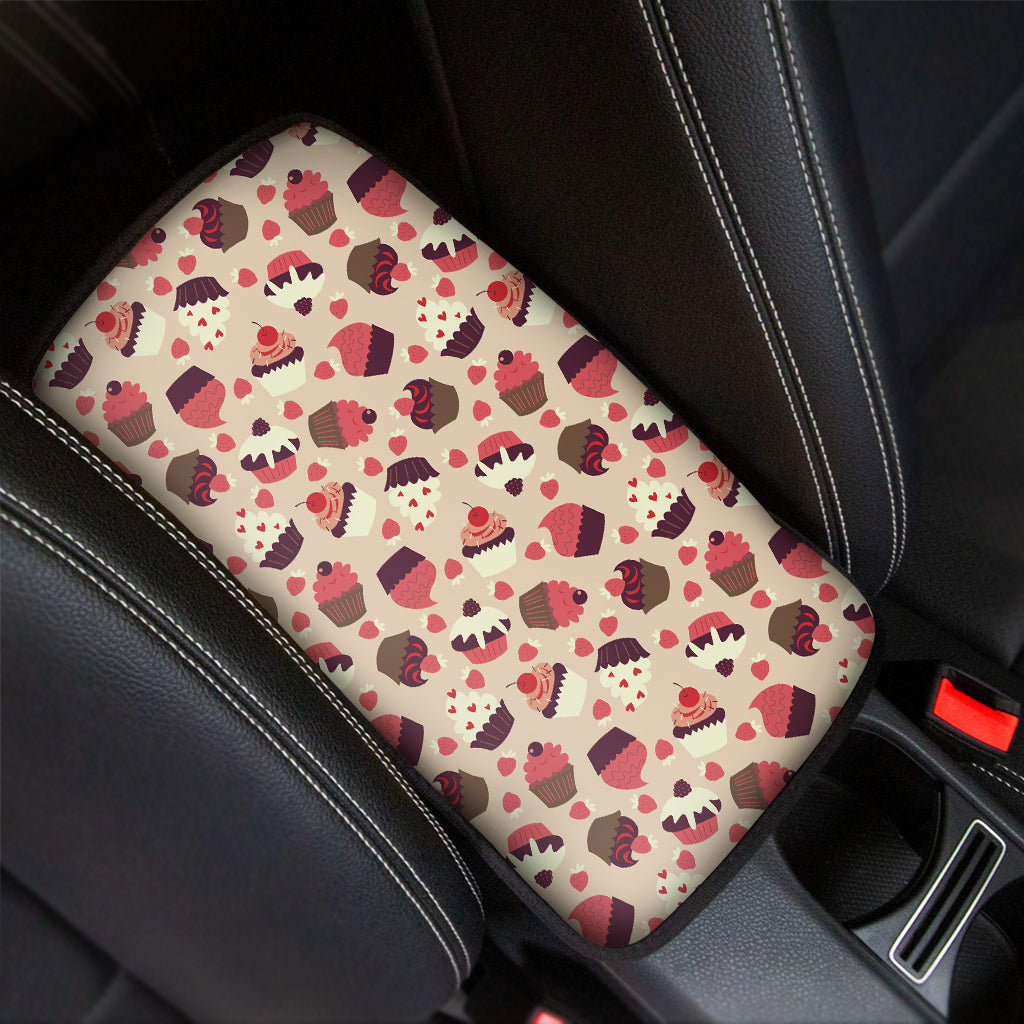 Vintage Cupcake Pattern Print Car Center Console Cover