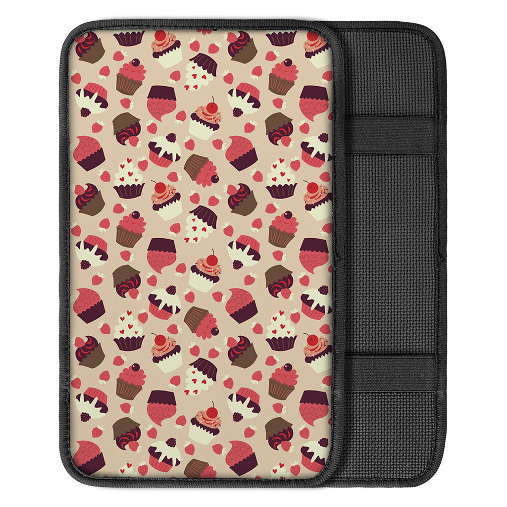 Vintage Cupcake Pattern Print Car Center Console Cover