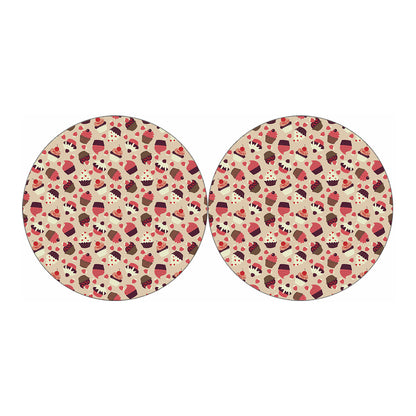 Vintage Cupcake Pattern Print Car Coasters