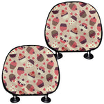 Vintage Cupcake Pattern Print Car Headrest Covers