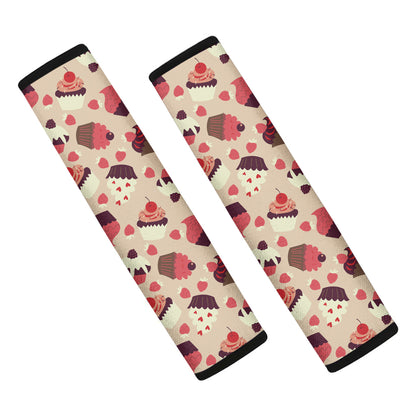 Vintage Cupcake Pattern Print Car Seat Belt Covers