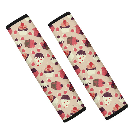 Vintage Cupcake Pattern Print Car Seat Belt Covers