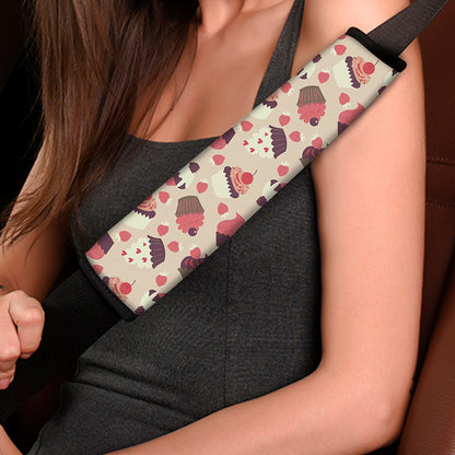 Vintage Cupcake Pattern Print Car Seat Belt Covers