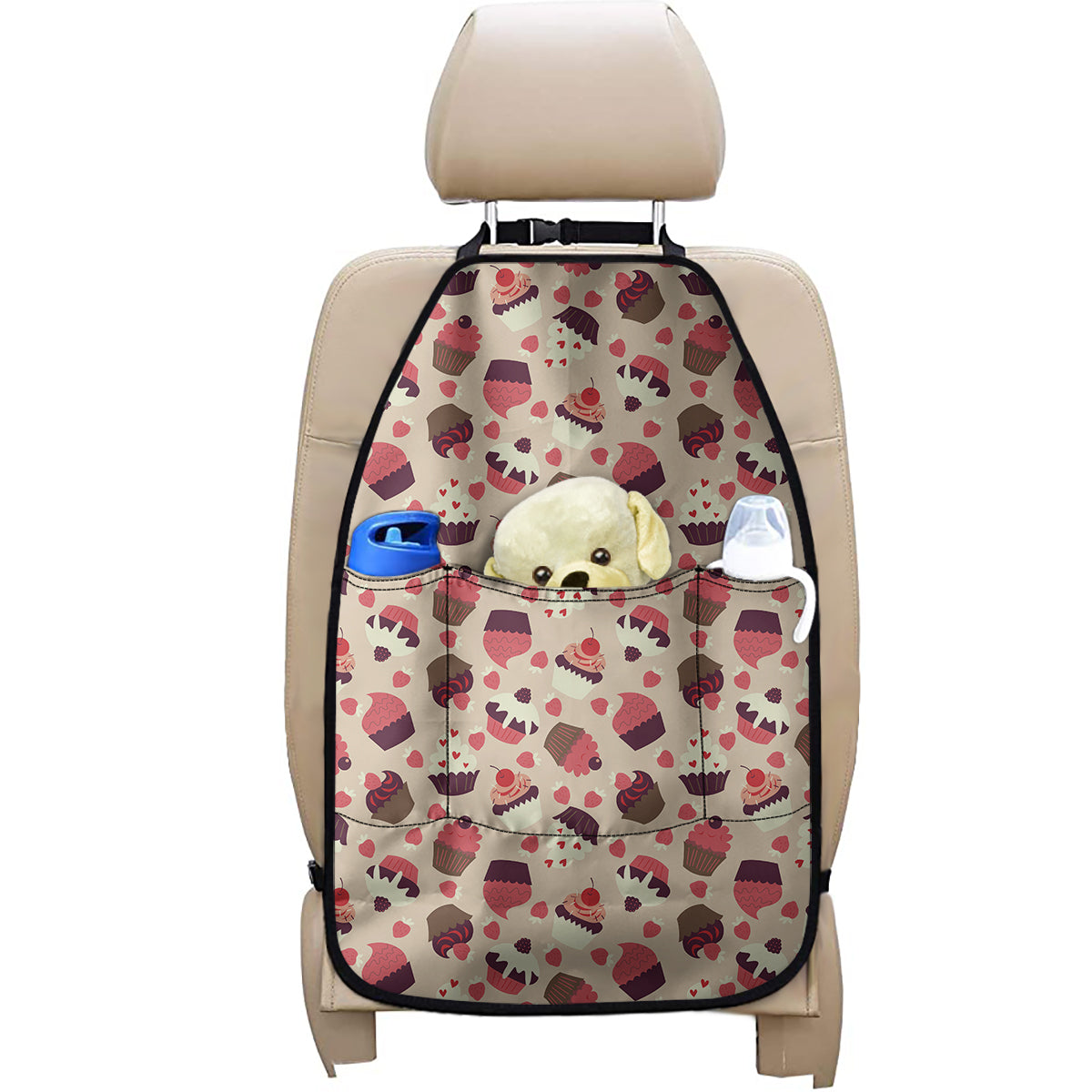 Vintage Cupcake Pattern Print Car Seat Organizers