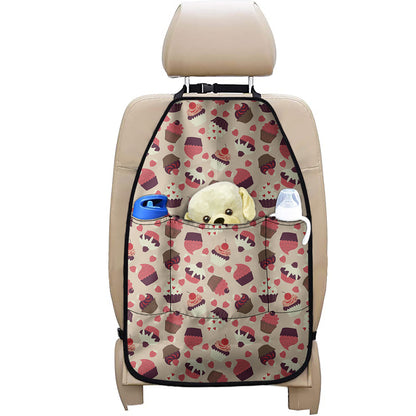 Vintage Cupcake Pattern Print Car Seat Organizers