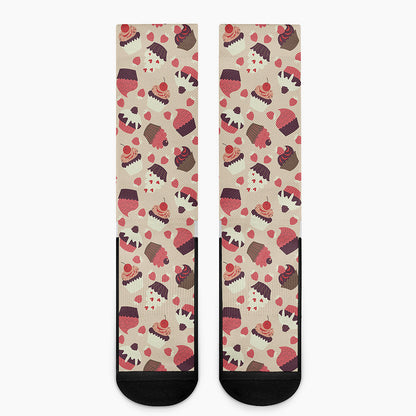 Vintage Cupcake Pattern Print Crew Socks