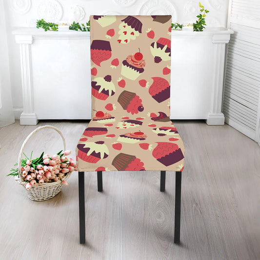 Vintage Cupcake Pattern Print Dining Chair Slipcover