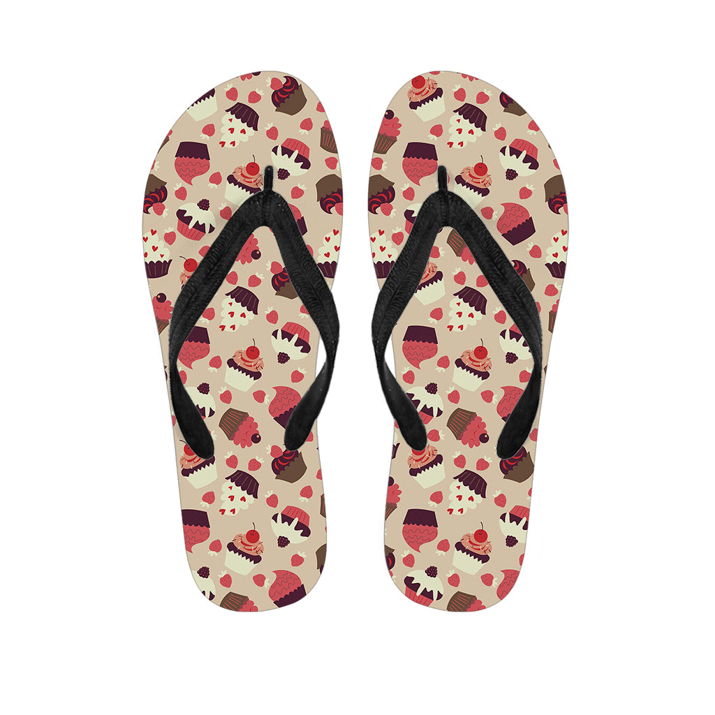 Vintage Cupcake Pattern Print Flip Flops
