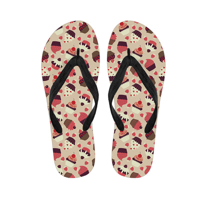 Vintage Cupcake Pattern Print Flip Flops