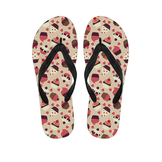 Vintage Cupcake Pattern Print Flip Flops