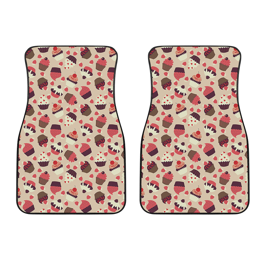 Vintage Cupcake Pattern Print Front Car Floor Mats