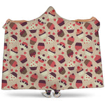 Vintage Cupcake Pattern Print Hooded Blanket