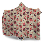 Vintage Cupcake Pattern Print Hooded Blanket