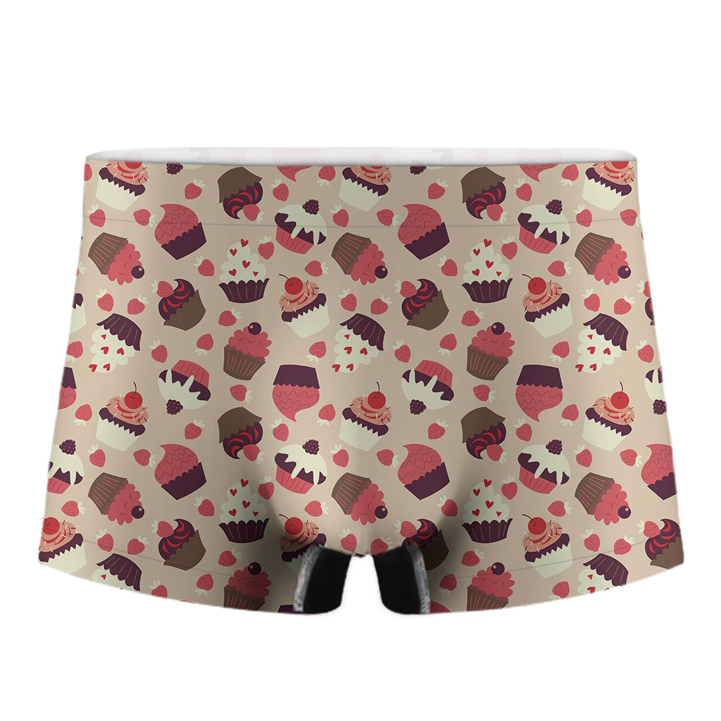 Vintage Cupcake Pattern Print Men's Boxer Briefs