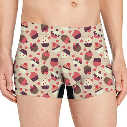 Vintage Cupcake Pattern Print Men's Boxer Briefs