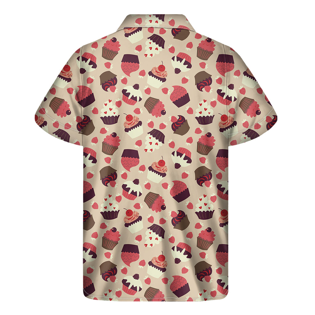 Vintage Cupcake Pattern Print Men's Short Sleeve Shirt