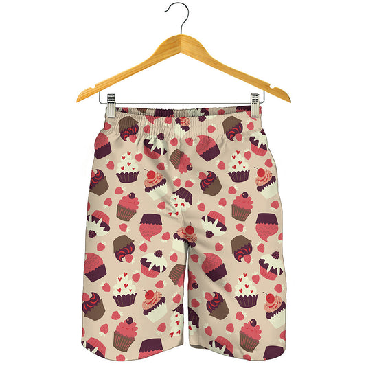 Vintage Cupcake Pattern Print Men's Shorts