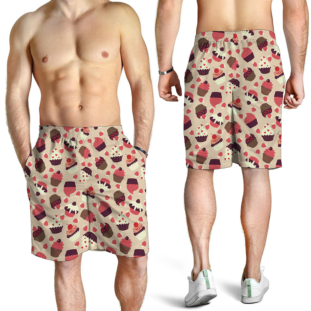 Vintage Cupcake Pattern Print Men's Shorts