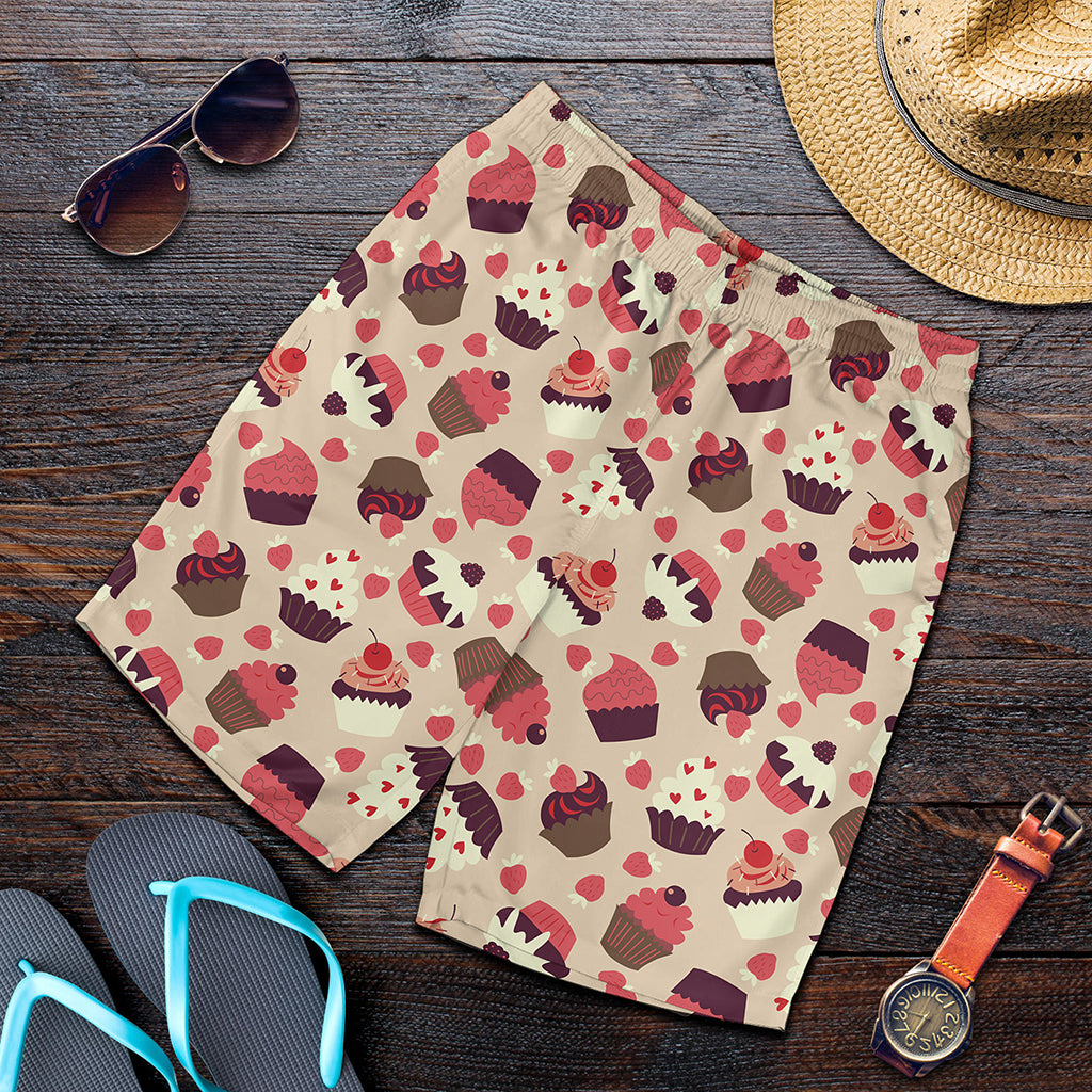 Vintage Cupcake Pattern Print Men's Shorts