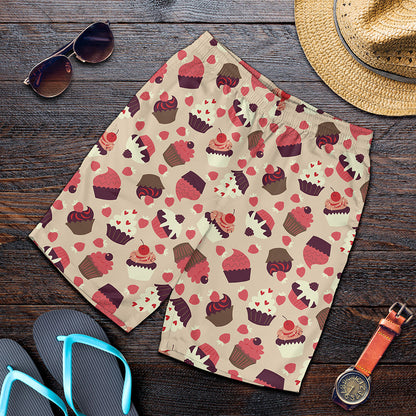 Vintage Cupcake Pattern Print Men's Shorts
