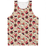 Vintage Cupcake Pattern Print Men's Tank Top