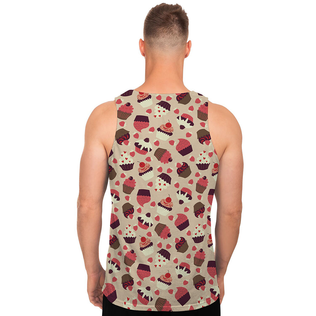 Vintage Cupcake Pattern Print Men's Tank Top
