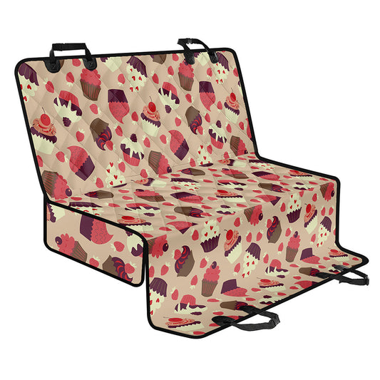 Vintage Cupcake Pattern Print Pet Car Back Seat Cover