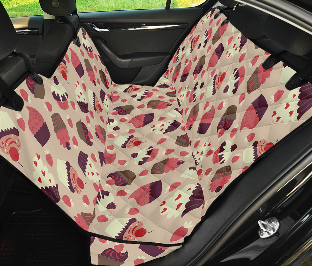 Vintage Cupcake Pattern Print Pet Car Back Seat Cover