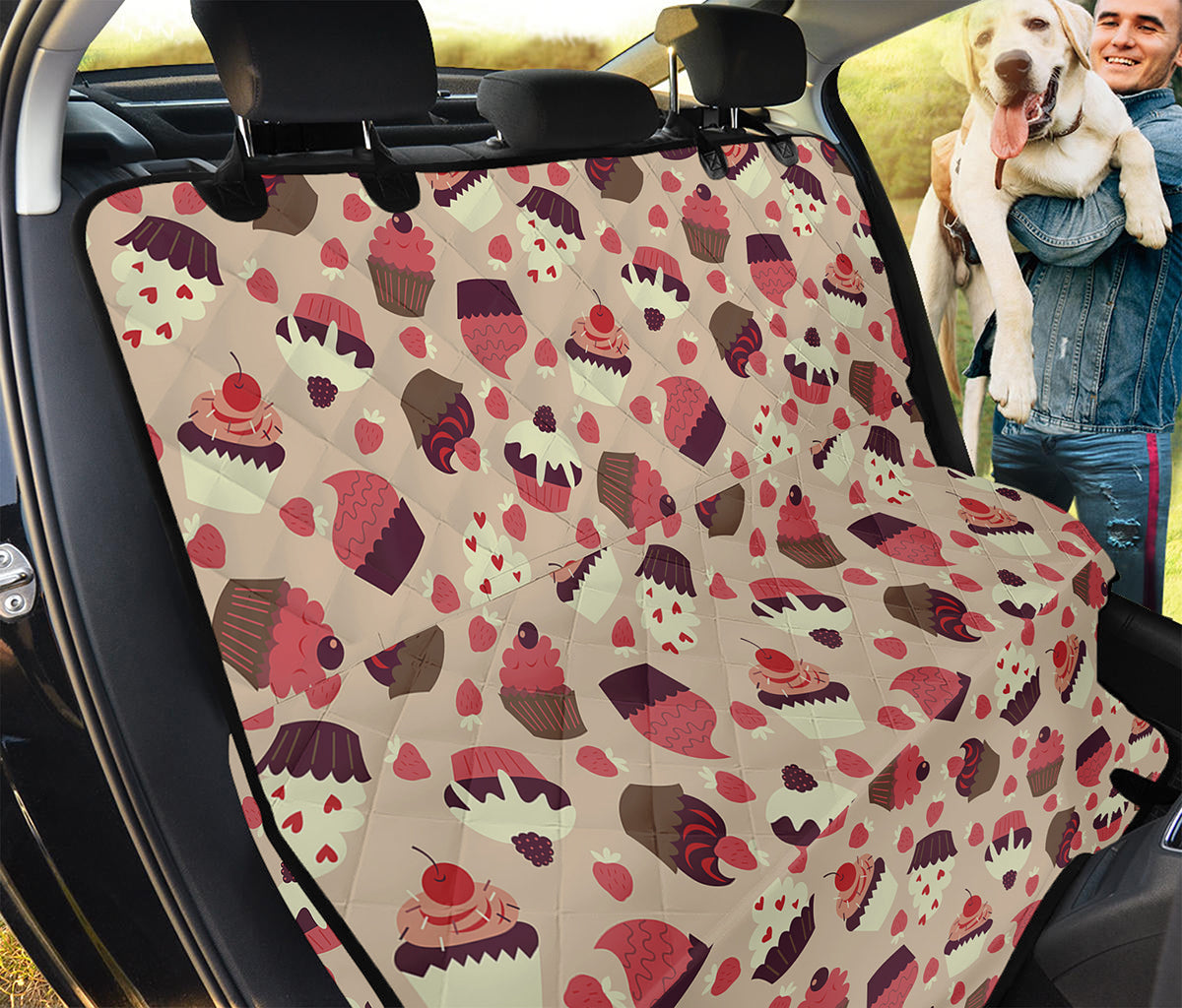 Vintage Cupcake Pattern Print Pet Car Back Seat Cover