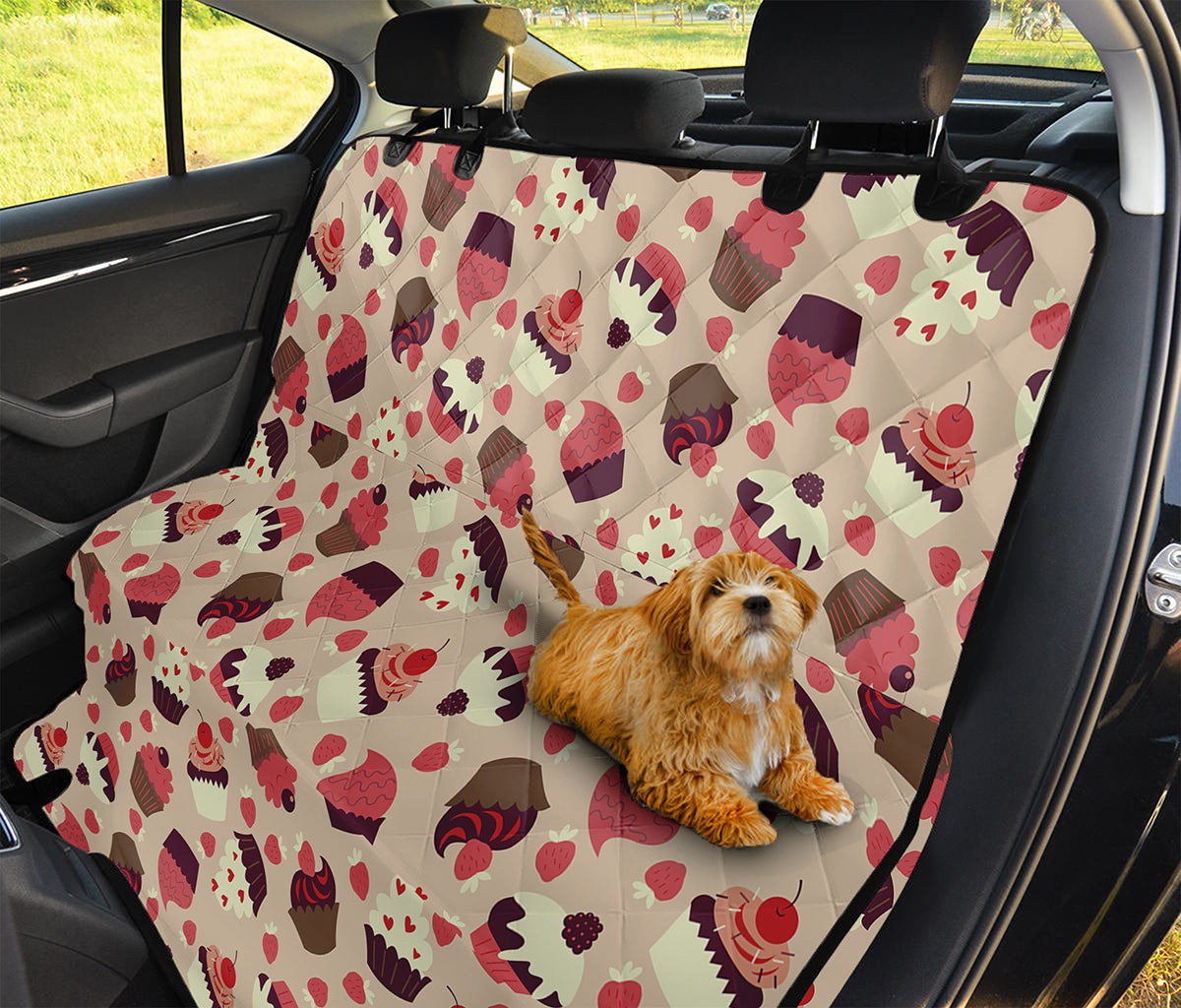 Vintage Cupcake Pattern Print Pet Car Back Seat Cover