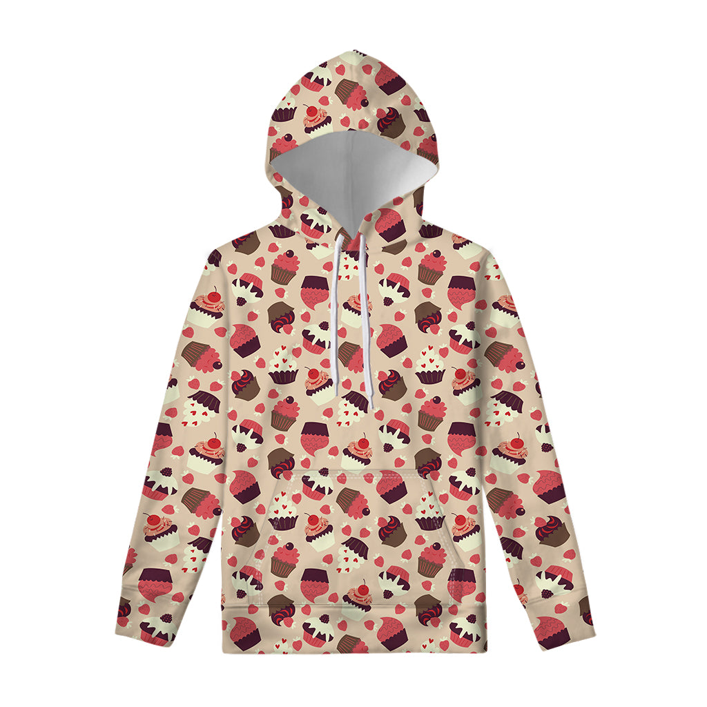 Vintage Cupcake Pattern Print Pullover Hoodie