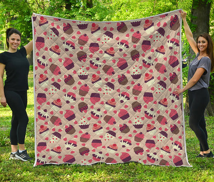 Vintage Cupcake Pattern Print Quilt